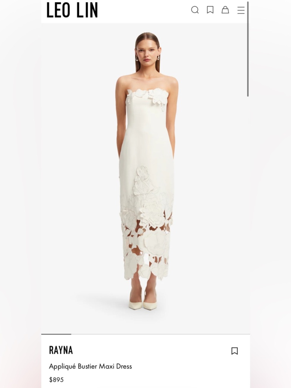 Leo Lin Rayna Dress- Appliqué Bustier Maxi Dress - size 6